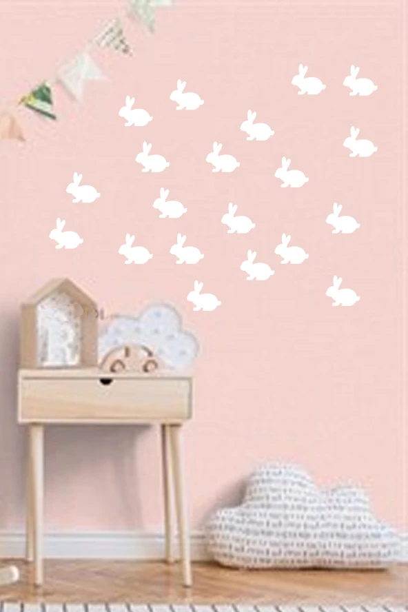Ahşap Yıldız Kalp Kelebek Tavşan Duvar Dekoru 20 adet set 3X3 ürün görseli 1