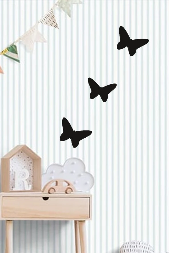 Ahşap Kelebek Duvar Dekoru Beyaz 3 Adet Set 15x15 ürün görseli 1