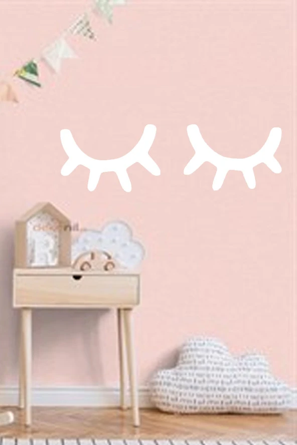 Dekoratif Sleepy Eyes Kirpik Yıldızlı 2 li Ahşap Duvar Dekoru ürün görseli 1