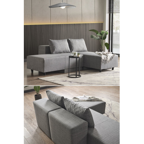 KAGU CORNER POLY-M KÖŞE TAKIMI-KANEPE-YATAK-DİNLENME 4 FARKLI MODEL TEK MODÜL-Gri ürün görseli 1