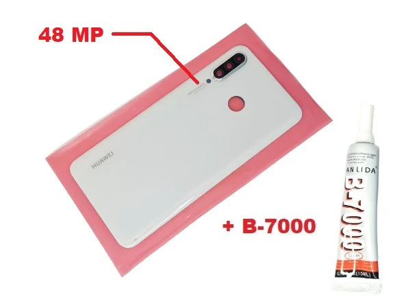 Tkgz - P30 Lite Arka Pil Batarya Kapağı (Kamera Lensli 48 MP CAM+B-7000) BEYAZ ürün görseli 1
