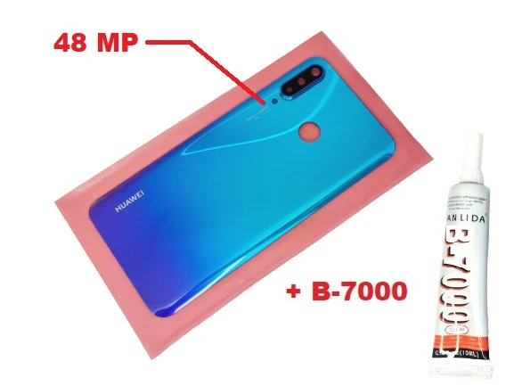 Tkgz - P30 Lite Arka Pil Batarya Kapağı (Kamera Lensli 48 MP CAM+B-7000) MAVİ ürün görseli 1