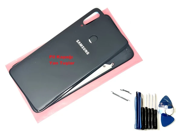 Samsung Galaxy A20S FULL ORJ KASA Arka Pil Batarya Kapağı (TAMİR SETİ) SİYAH ürün görseli 1