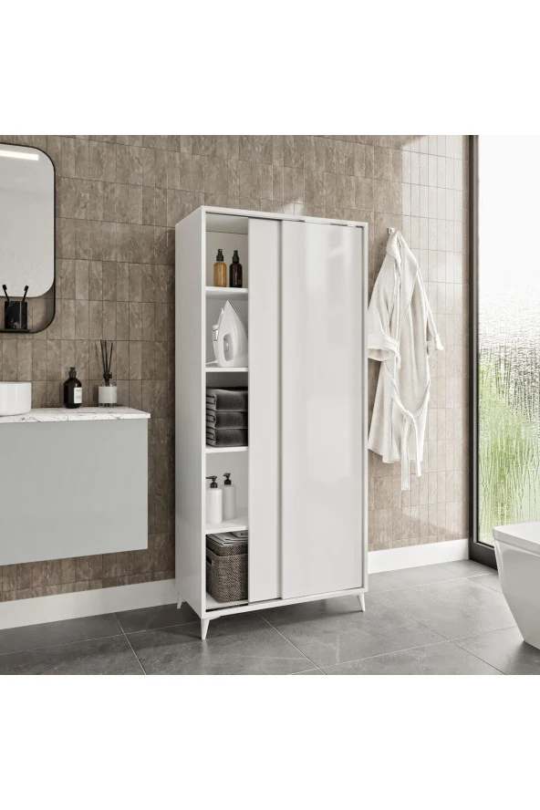 KZNMOB HOME Sürgülü Çok Amaçlı Banyo Dolabı - Tamamı 1. Kalite Mdf ürün görseli 1