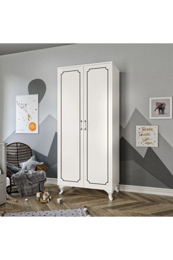 Stil 2 Kapaklı Modern Desenli Gardırop, Elbise Dolabı - Tamamı 1. Kalite Mdf ürün görseli 1