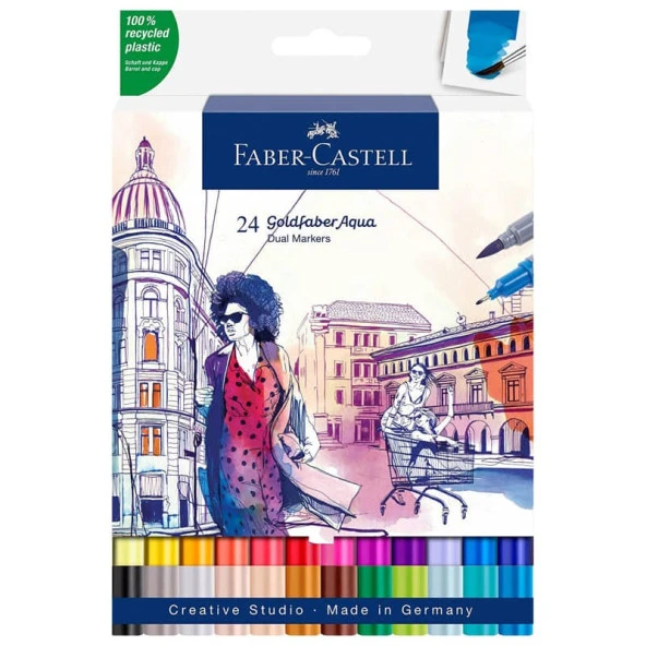 Faber Castell Goldfaber Aqua Çift Uçlu Marker 24 Renk ürün görseli 1