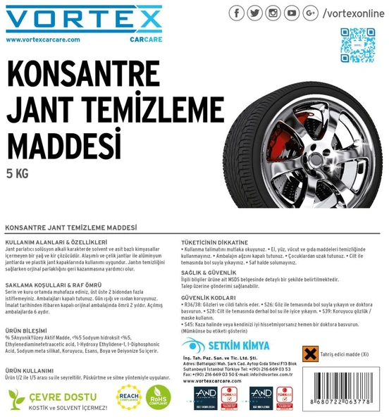 Vortex Konsantre Jant Temizleme Maddesi 5 kg. - Resim 6