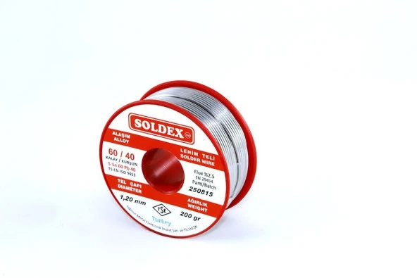 Soldex 1.2 mm 200 gr Lehim Teli Sn60  Pb40 ürün görseli 1