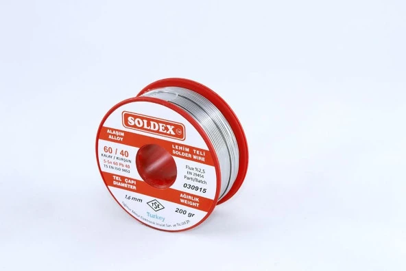 Soldex 1.6 mm 200 gr Lehim Teli Sn60  Pb40 ürün görseli 1