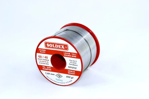 Soldex 1.6 mm 500 gr Lehim Teli Sn60  Pb40 ürün görseli 1