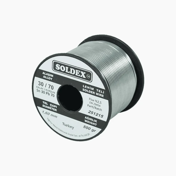 Soldex 1.6 mm 500 gr Lehim Teli Sn30  Pb70 ürün görseli 1