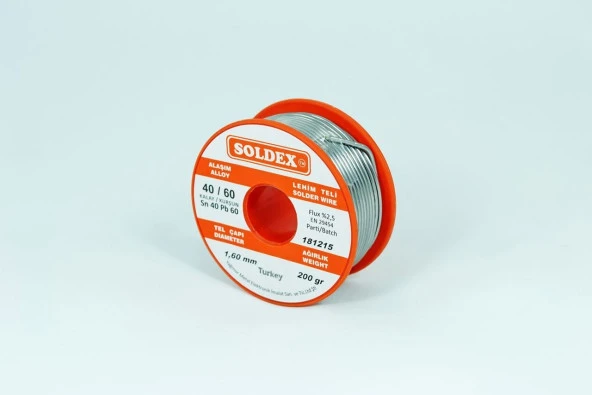 Soldex 1.6 mm 200 gr Lehim Teli Sn40  Pb60 ürün görseli 1