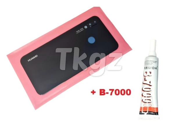 Tkgz - P20 Lite Arka Pil batarya Kapağı (LENS Lİ CAM+B-7000) SİYAH ürün görseli 1