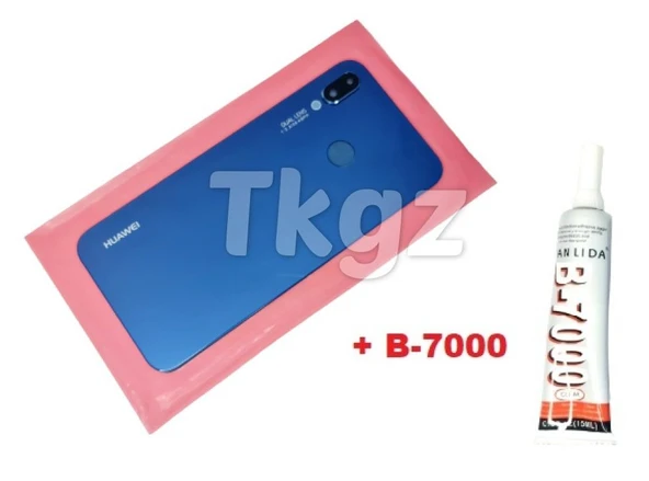 Tkgz - P20 Lite Arka Pil batarya Kapağı (LENS Lİ CAM+B-7000) MAVİ ürün görseli 1
