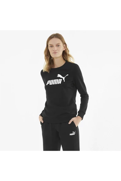 Puma ESS Logo Crew TR - Kadın Siyah Pamuklu Sweatshirt - 586786 01 ürün görseli 1
