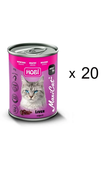 Hobi Maxicat Ciğerli Kedi Konserve Mama 400 g (20 Adet) ürün görseli 1