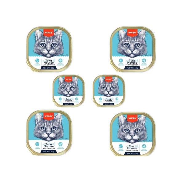 Wanpy Kedi 40g 6lı Ton & Morina Balıklı Alutray Yaş Mama  Skt:10/2027 ürün görseli 1