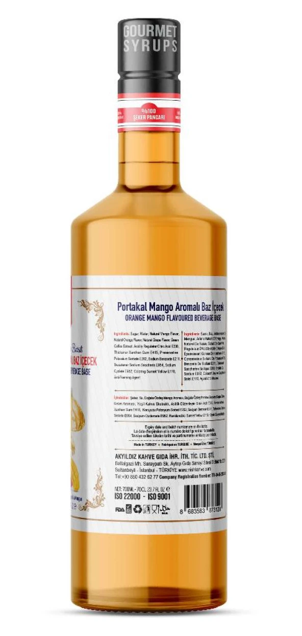 Nish Portakal Mango Aromalı Baz İçecek 700 ML - Resim 2