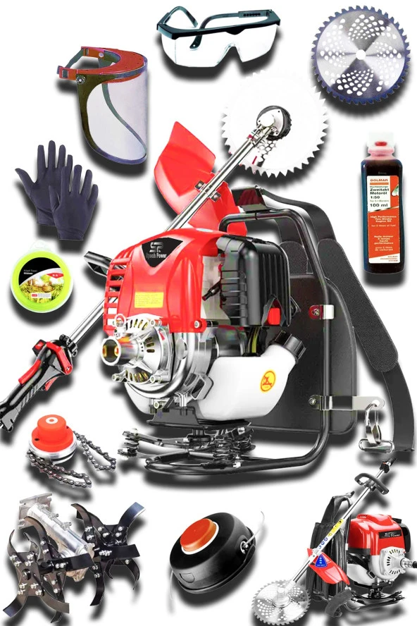 Spech Power USA Çelik Piston 2.4 Hp Benzinli Sırt Tipi Çim Çalı Ot Biçme Tırpan Makinesi ürün görseli 1