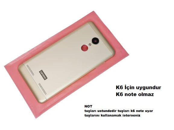 Tkgz Lenovo K6 KASA Arka Pil Batarya Kapağı (Yan Tuş Takımı ) GOLD ürün görseli 1