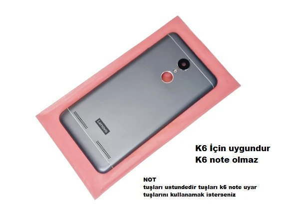Tkgz Lenovo K6 KASA Arka Pil Batarya Kapağı (Yan Tuş Takımı ) SİYAH ürün görseli 1