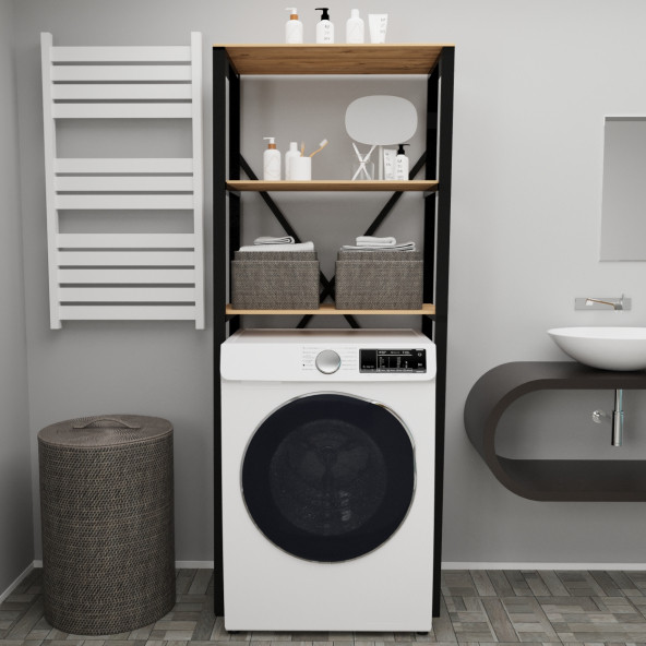 Eportatif Çamaşır Makinesi Üstü Düzenleyici Raf Banyo Dolabı Rafı Makina Üstü Dolap Raf Çam ürün görseli 1