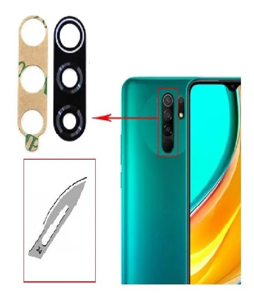 Tkgz Xiaomi Redmi 9 Arka Kamera CAM Lensi + Bistüri Ucu ürün görseli 1