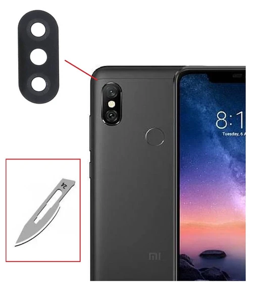 Tkgz Xiaomi Redmi NOTE 6 PRO Arka Kamera CAM Lensi + Bistüri Ucu ürün görseli 1