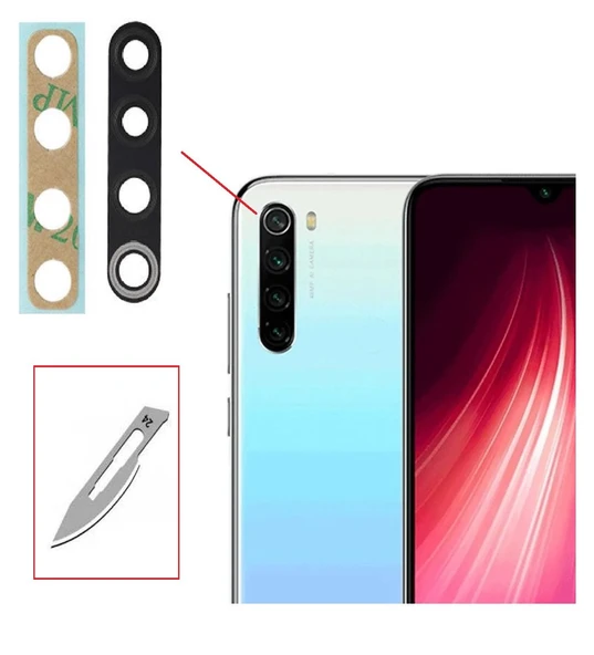 Tkgz Xiaomi Redmi NOTE 8 Arka Kamera CAM Lensi + Bistüri Ucu ürün görseli 1