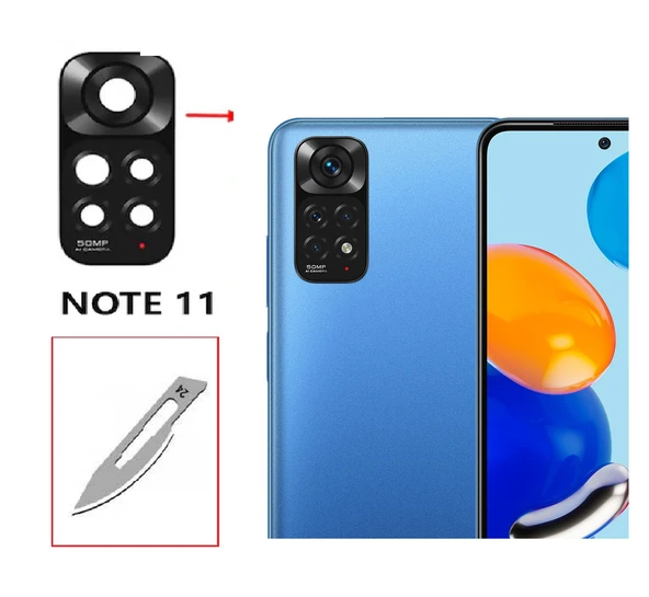 Tkgz Xiaomi Redmi NOTE 11 4G Arka Kamera CAM Lensi + Bistüri Ucu ürün görseli 1