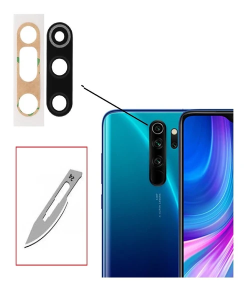 Tkgz Xiaomi Redmi NOTE 8 PRO Arka Kamera CAM Lensi + Bistüri Ucu ürün görseli 1