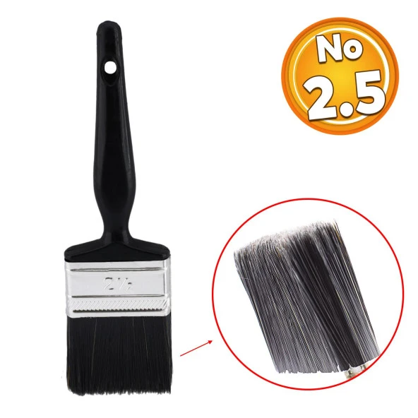 Plastik Saplı Yağlı Boya Fırça No: 2.5 Resim Ressam Fırçası Hobi Sanat Duvar Metal Ahşap Boyama ürün görseli 1