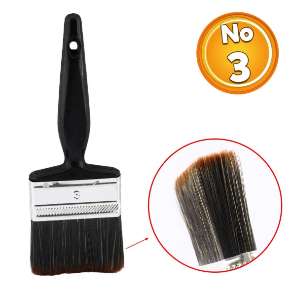 Plastik Saplı Yağlı Boya Fırça No: 3 Resim Ressam Fırçası Hobi Sanat Duvar Metal Ahşap Boyama ürün görseli 1