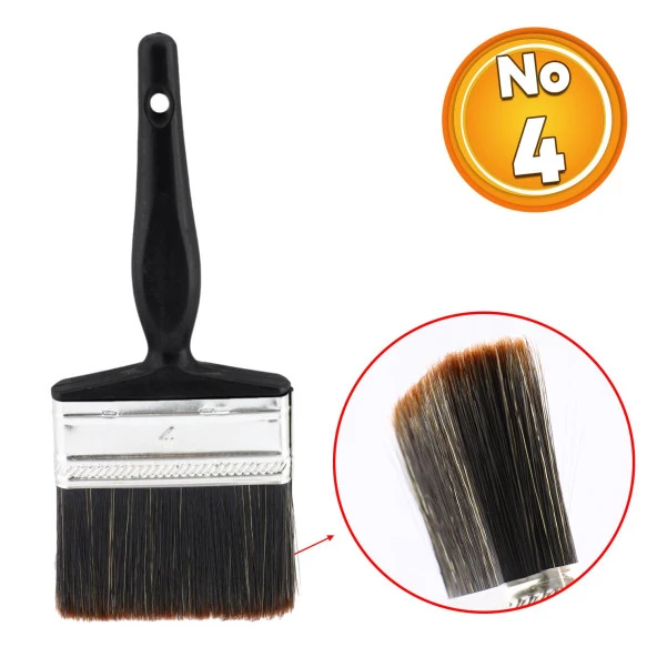 Plastik Saplı Yağlı Boya Fırça No: 4 Resim Ressam Fırçası Hobi Sanat Duvar Metal Ahşap Boyama ürün görseli 1