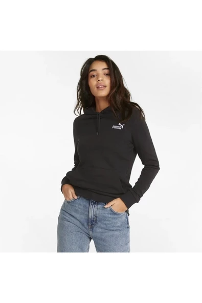 Puma Ess+ Embroidery - Kadın Siyah Kapüşonlu Spor Sweatshirt - 848332 01 ürün görseli 1