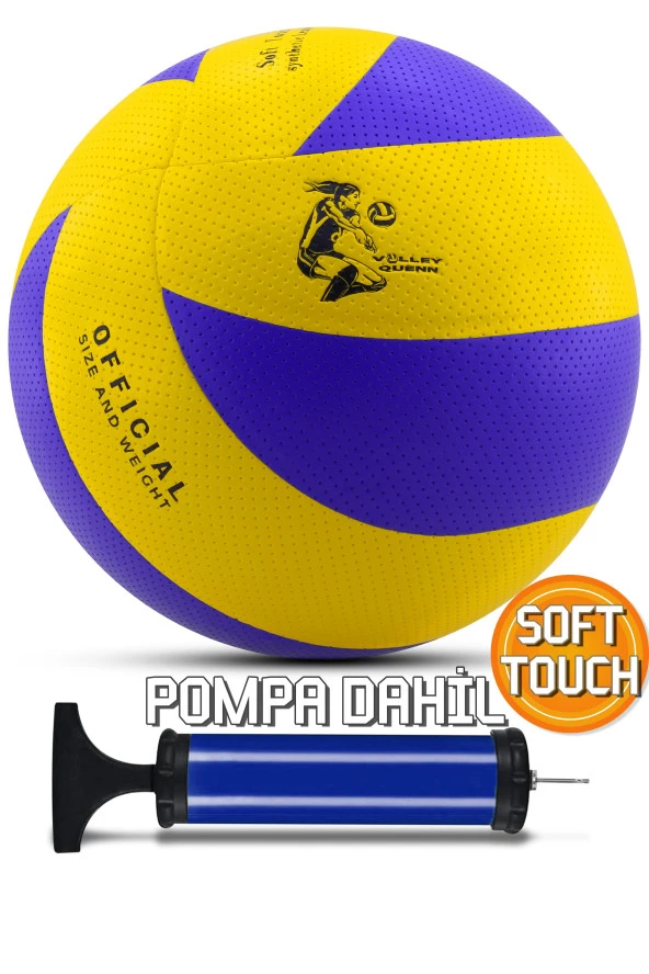 Yapıştırma Voleybol Topu Pompalı Set Soft Touch İç-Dış Mekan Uygun 8 Panel Mavi 280 Gram ürün görseli 1