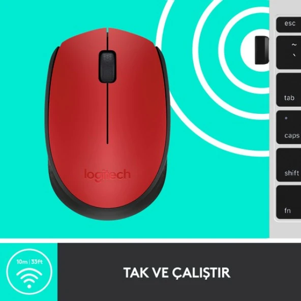 Logıtech M171 Kablosuz Mouse - Kırmızı - Resim 7