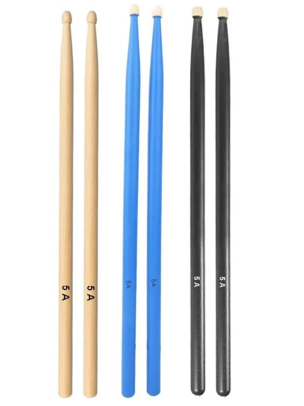 Chroma Baget - Davul - 3 Çift Üç Renk Bateri Bageti Drumsticks 5a Pürüzsüz Yüzey Renkli ürün görseli 1
