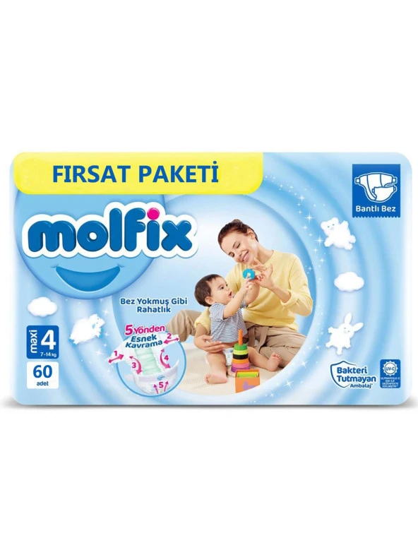 Molfix Bebek Bezi Maxi 4 Numara 7-14 kg 60'lı Fırsat Paketi ürün görseli 1