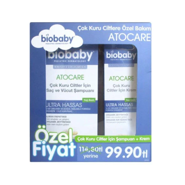Biobaby Atocare Çok Kuru Ciltlere Özel Bakım Şampuan 300 ml + Krem 100 ml ürün görseli 1