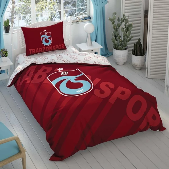 Taç Lisanslı Trabzonspor Bordo Logo Tek Kişilik Nevresim Takımı ürün görseli 1