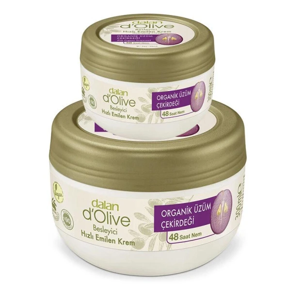 Dalan D'olive Organik Üzüm Çekirdeği Besleyici Hızlı Emilen Krem 300 ml + 150 ml ürün görseli 1