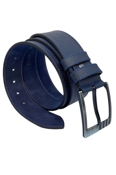 Lacivert Suni Deri Mavi Dikişli Model 4.5 Cm.lik Unisex Spor Kemer - 4547 ürün görseli 1
