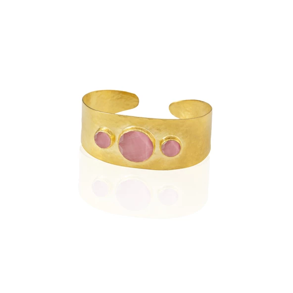 Kadir Jewellery 22 Ayar Altın Kaplama El İşçiliği Zirkon Taşlı Kadın Kelepçe Bilezik ürün görseli 1