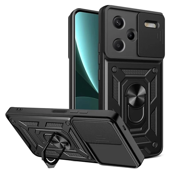 Gpack Xiaomi Redmi Note 13 Pro Plus 5G Kılıf Sert Silikon Tank Aramid Sürgülü Vega Yüzüklü ürün görseli 1