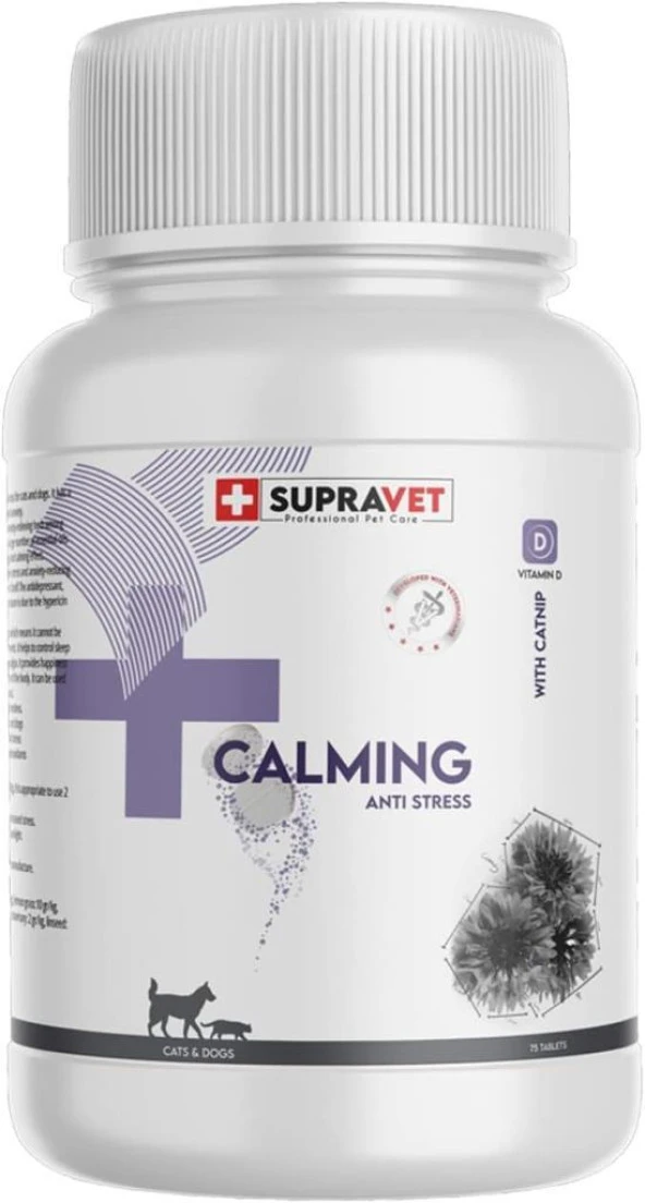 Supravet Calming Tablet Vitamin D + Catnip 75 Tablet - Resim 2