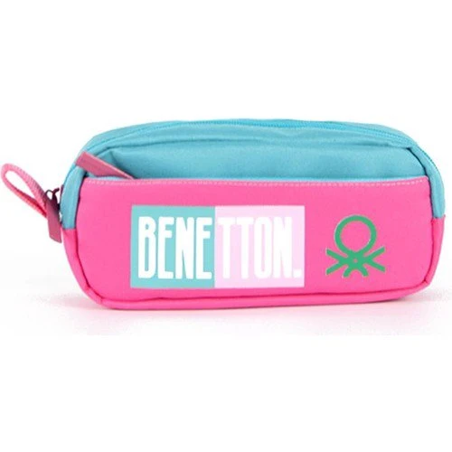 United Colors of Benetton Çift Bölmeli Mavi Pembe Kalem Çantası 03795 ürün görseli 1