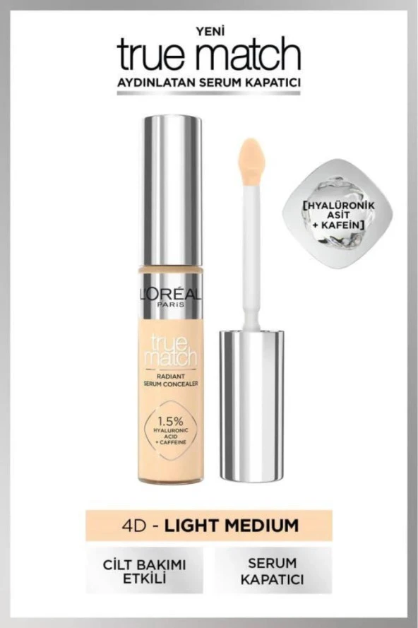 Loreal Paris True Match Aydınlatan Serum Kapatıcı 4D Light Medium ürün görseli 1