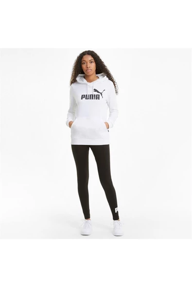 Puma Ess Logo Hoodie - Kadın Beyaz Kapüşonlu Sweatshirt - 586791 02 ürün görseli 1
