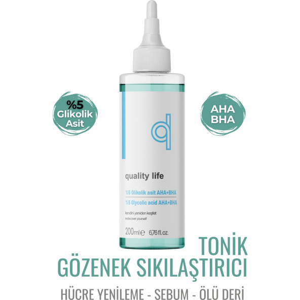 %5 Glikolik Asit Tonik 200 Ml- Aha Bha Tonik - Gözenek Sıkılaştırıcı Canlandırıcı ürün görseli 1